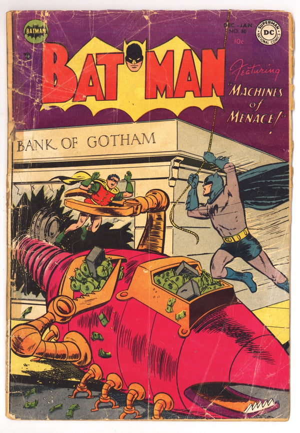 Batman Vol 1 80 FR/GD (1.5) Piece Missing 1st Page, Manufactured W/O Bottom Staple (1953)