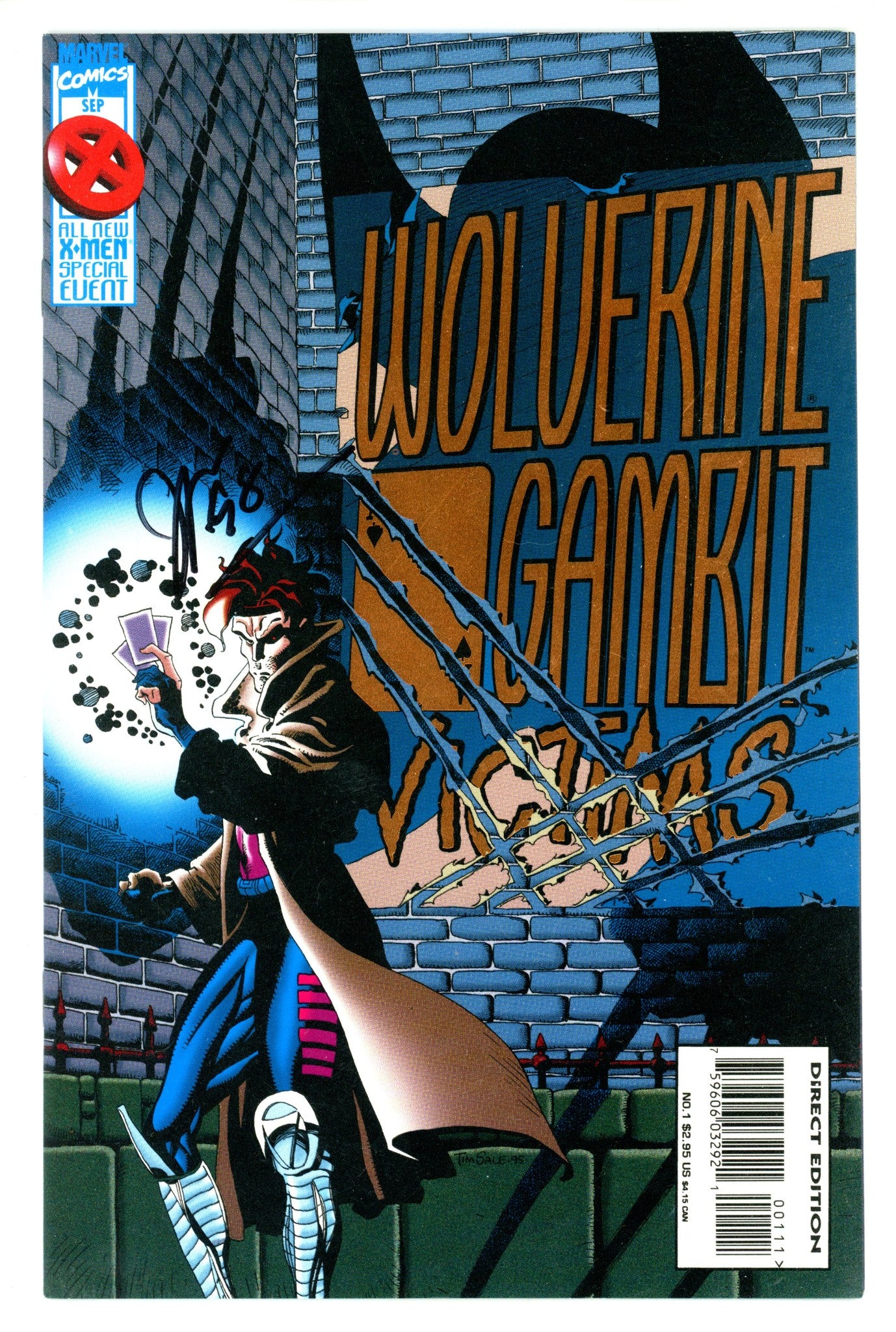Wolverine / Gambit: Victims 1 Mid Grade (1995) Signed x1 Cover Jeff Loeb 