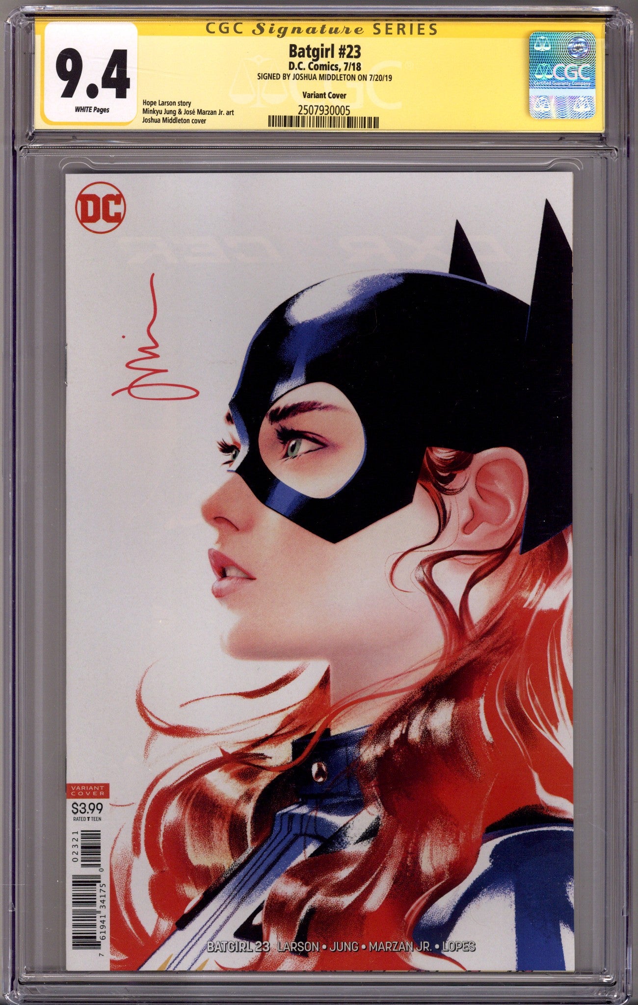 Batgirl Vol 5 23 CGC 9.4 (NM) (2018) Middleton Variant Signed x1 Cover Joshua Middleton 