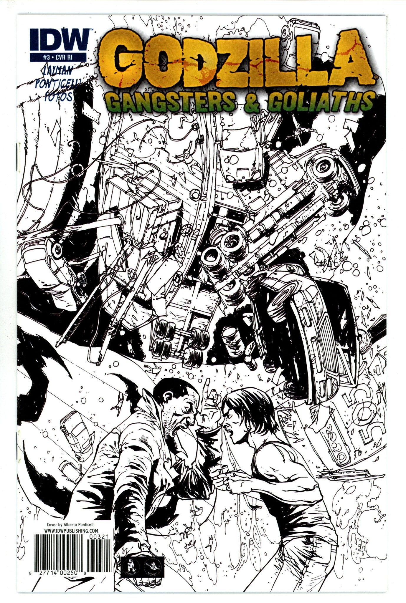 Godzilla: Gangsters and Goliaths 3 Ponticelli B&W Incentive Variant VF/NM (2011)