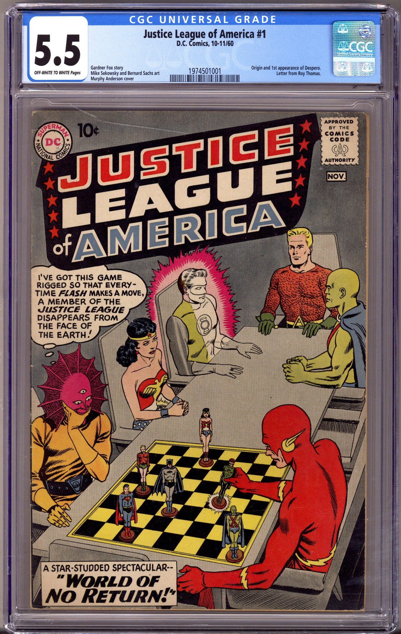 Justice League of America Vol 1 1 CGC 5.5 (FN-) (1960) 