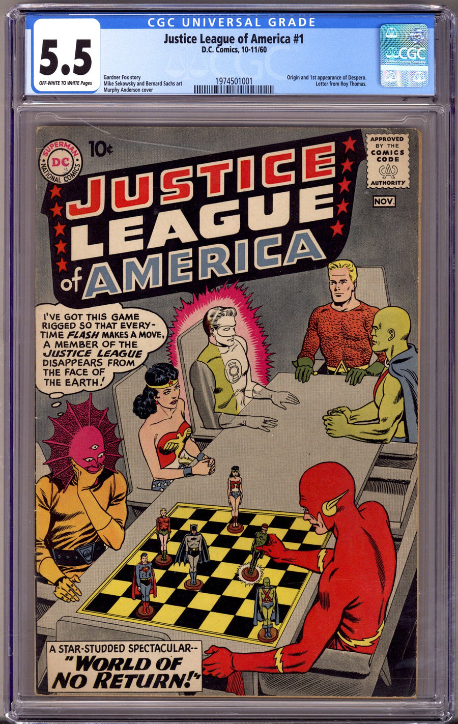 Justice League of America Vol 1 1 CGC 5.5 (FN-) (1960) 