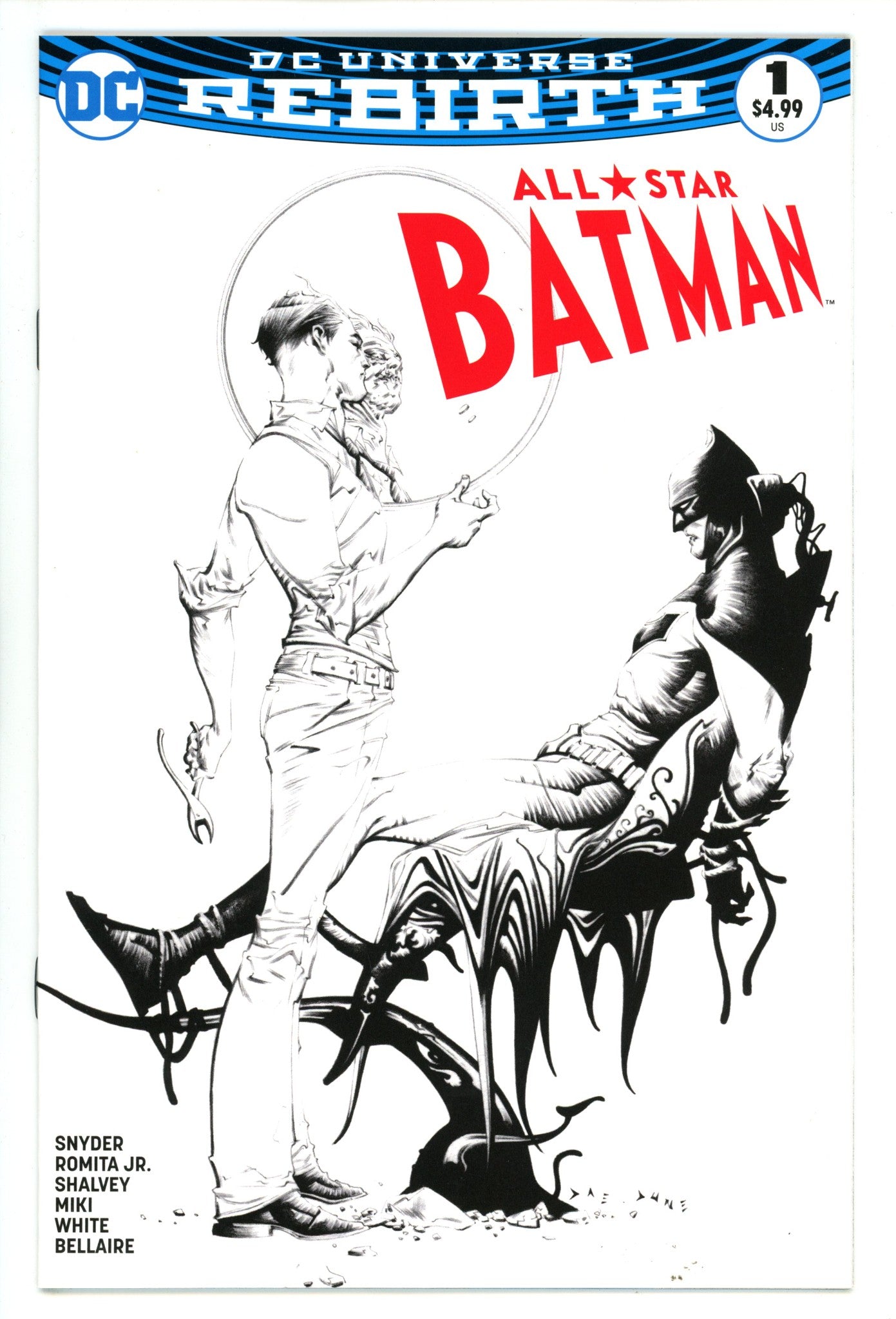 All Star Batman 1 NM (9.4) (2016) Lee B&W Dynamic Forces Exclusive Variant 