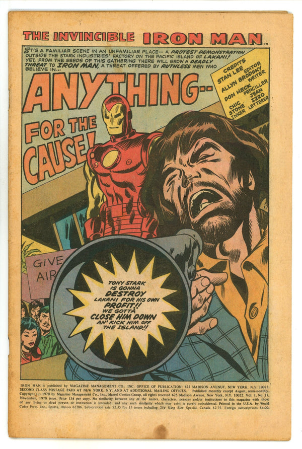 Iron Man Vol 1 31 Coverless (1970)