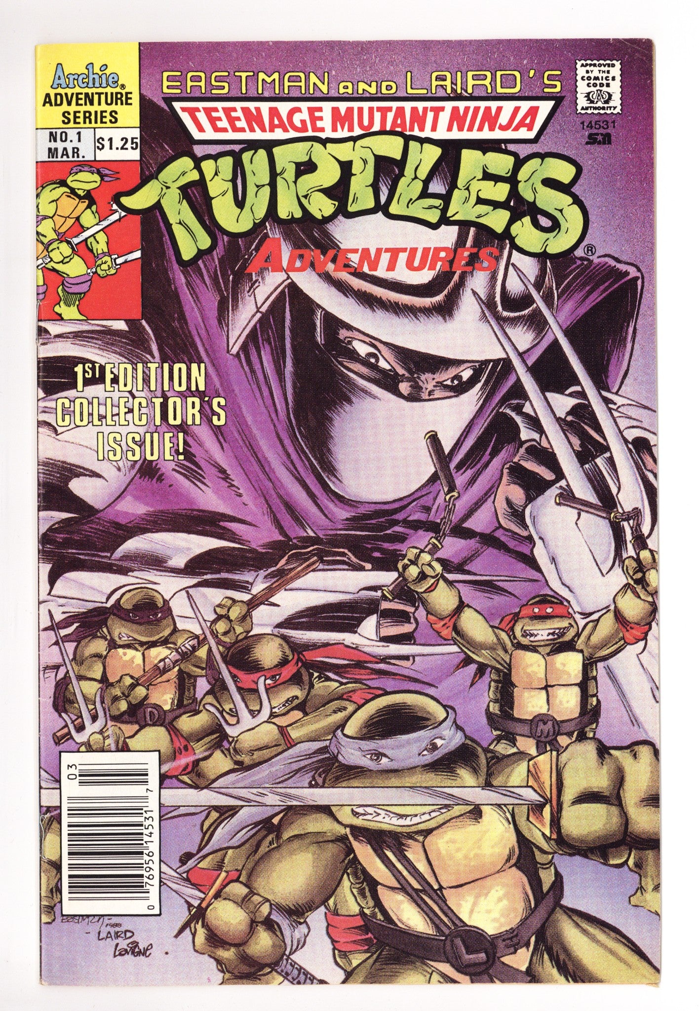 Teenage Mutant Ninja Turtles Adventures Vol 2 1 FN/VF (7.0) Newsstand (1989) Canadian Price Variant 