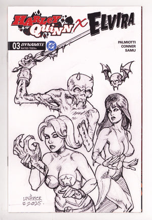 Harley Quinn X Elvira 3 Linsner B&W Incentive (2025)