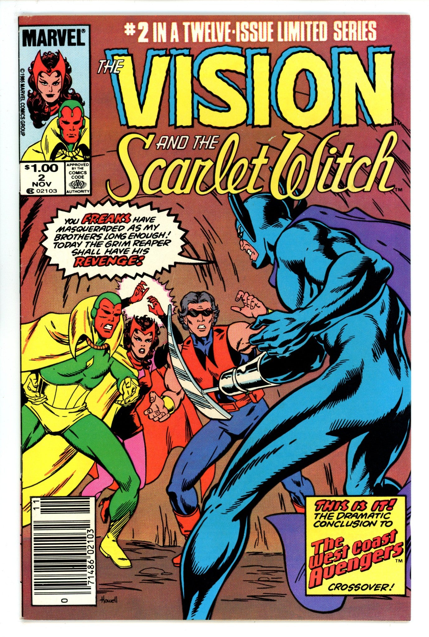 The Vision and the Scarlet Witch Vol 2 2 VG+ (4.5) (1985) Canadian Price Variant 