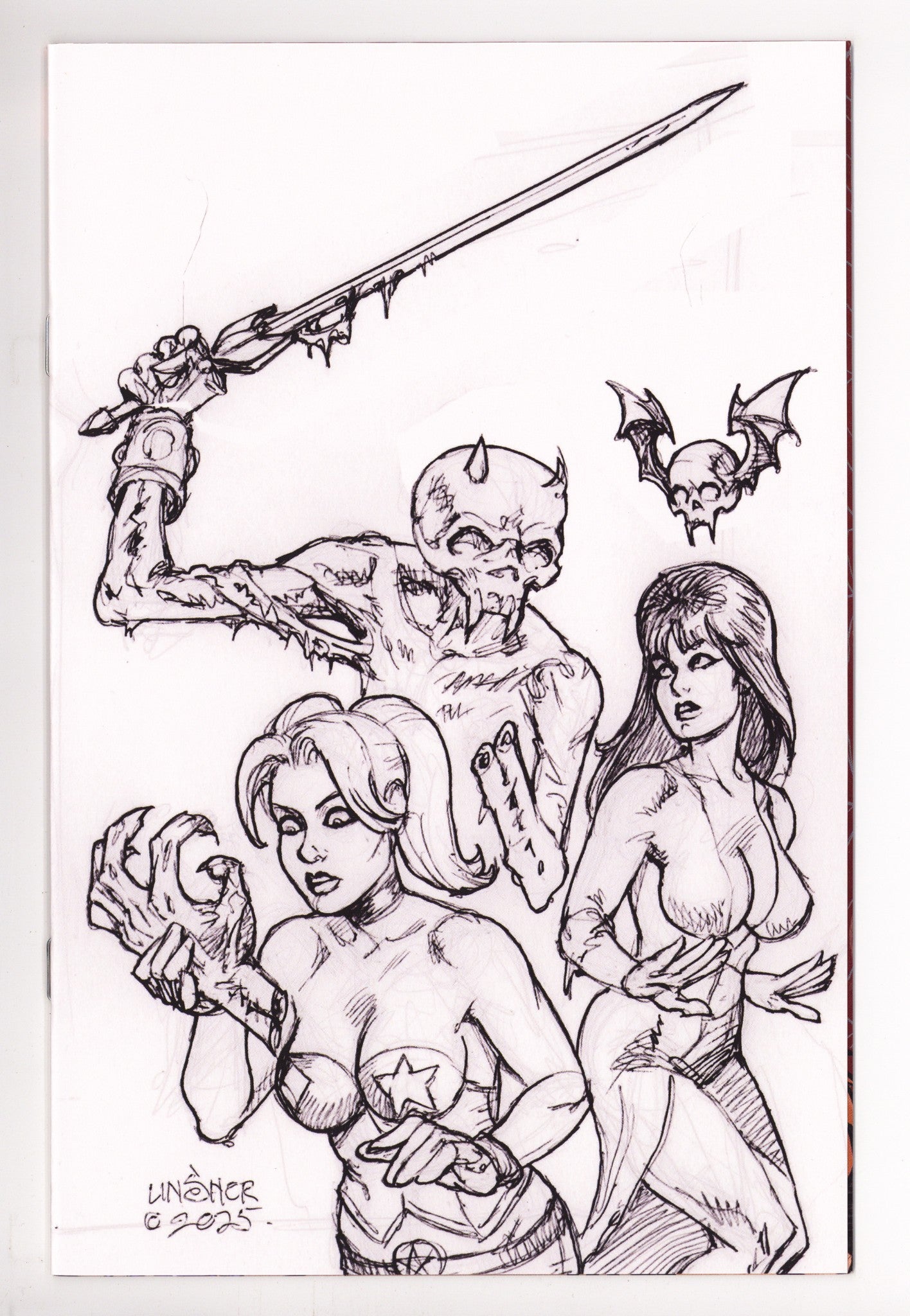 Harley Quinn X Elvira 3 Linsner B&W Virgin Incentive (2025)