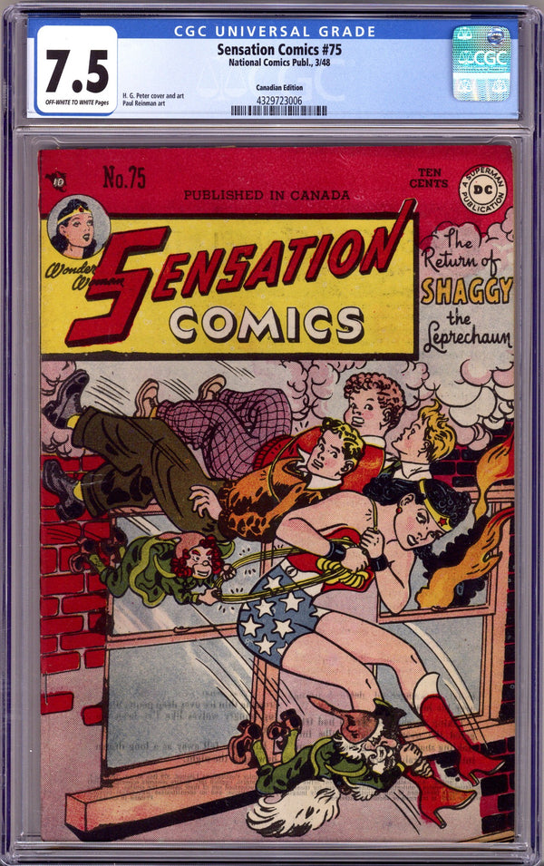 Sensation Comics Vol 1 75 Canadian Edition CGC 7.5 (VF-) (1948)