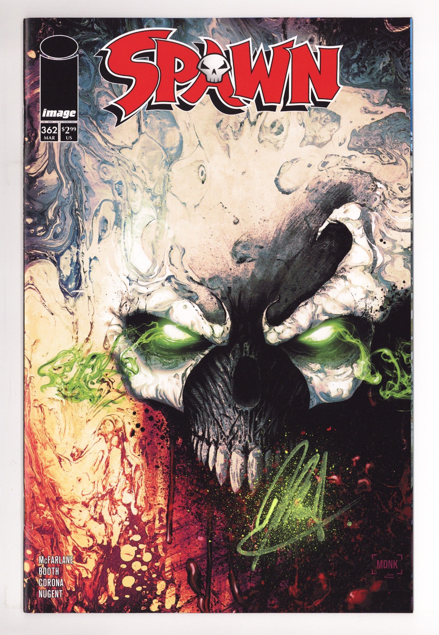 Spawn 362 VF/NM (9.0) Splatter (2025) Monk Variant Signed x1 Cover Jeff Monk 
