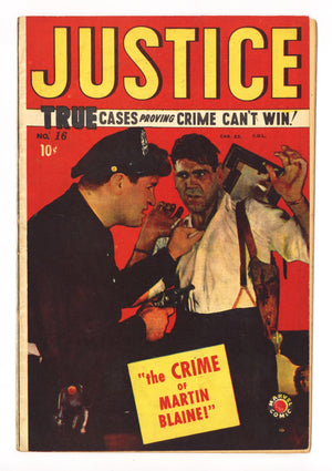 Justice Comics 16 VG+ (4.5) Apparent, Cover Detached (1949) Canadian Edition