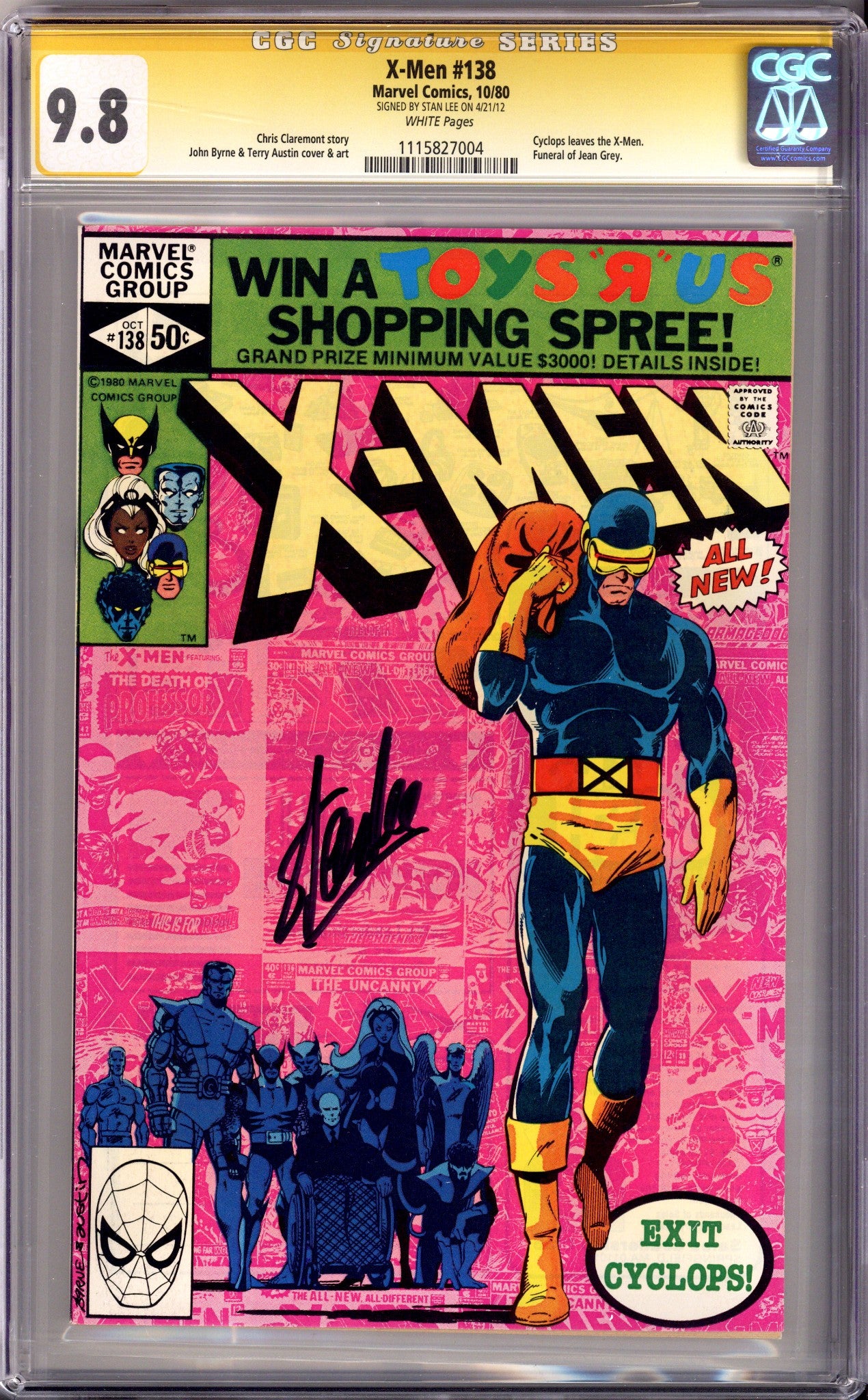The X-Men Vol 1 138 CGC 9.8 (NM/M) (1980) Signed x1 Cover Stan Lee 