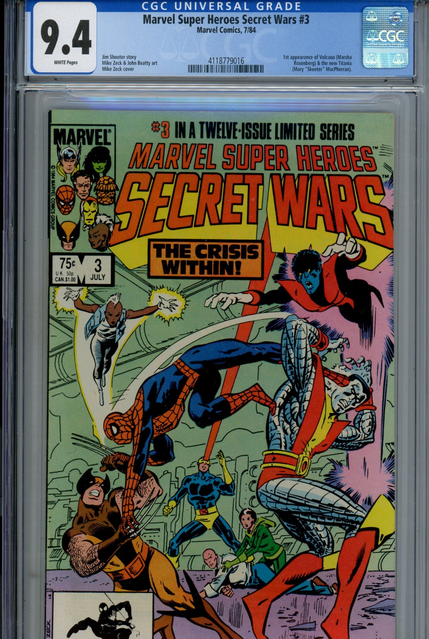Marvel Super-Heroes Secret Wars 3 CGC 9.4 (NM) (1984) 