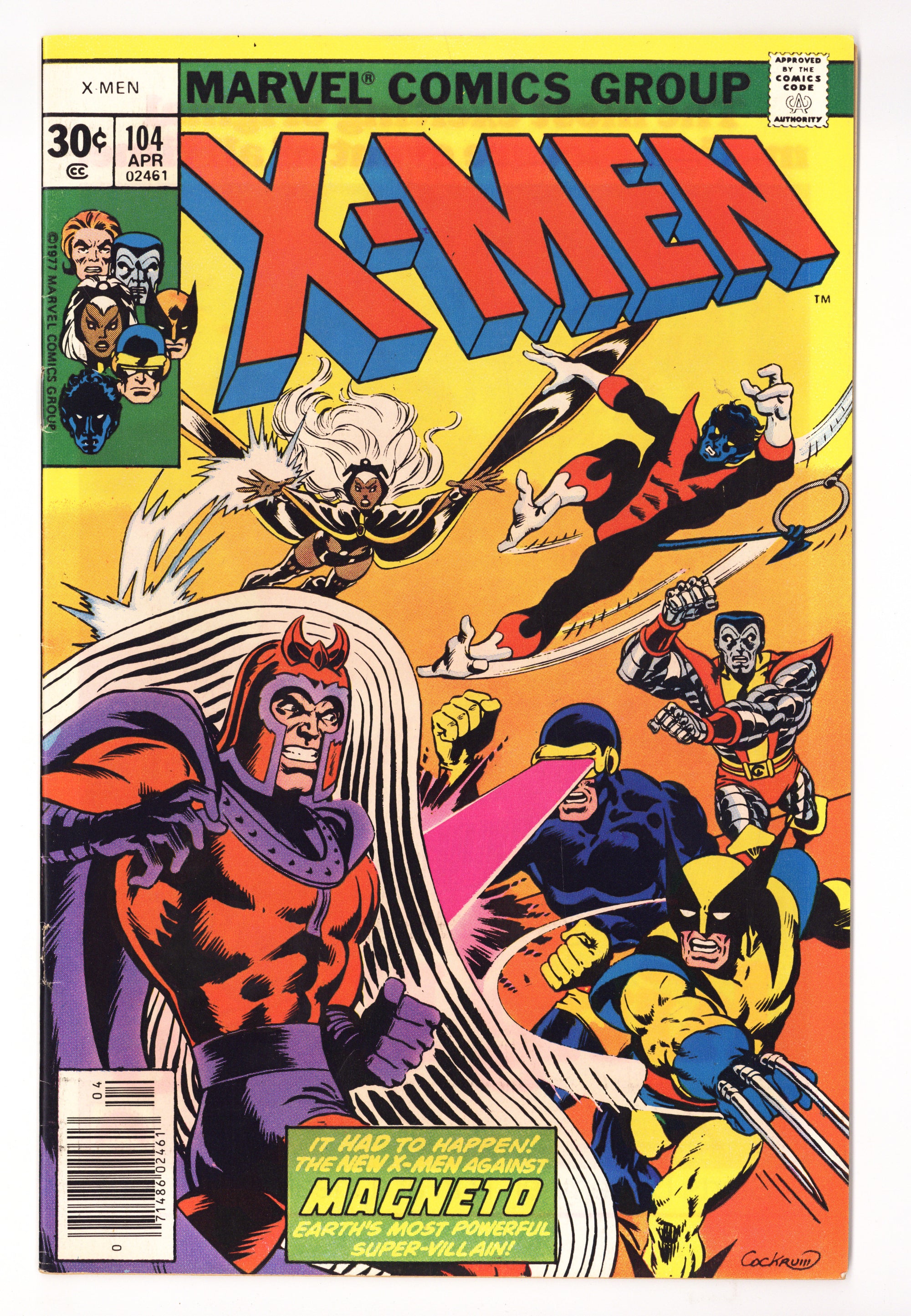 The X-Men Vol 1 104  FN/VF (7.0) Apparent, Bottom Staple Detached  (1977)        