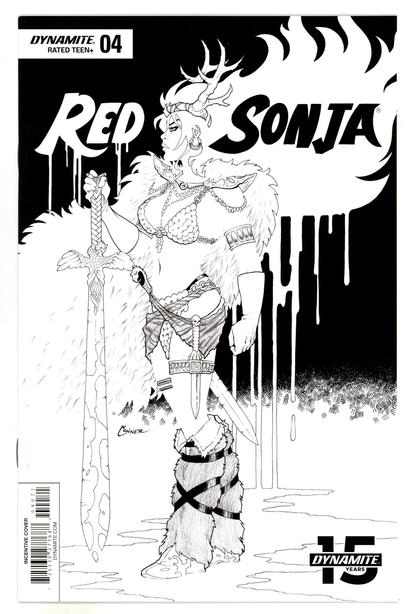Red Sonja Vol 5 4 VF+ (8.5) (2019) Conner B&W Incentive Variant 