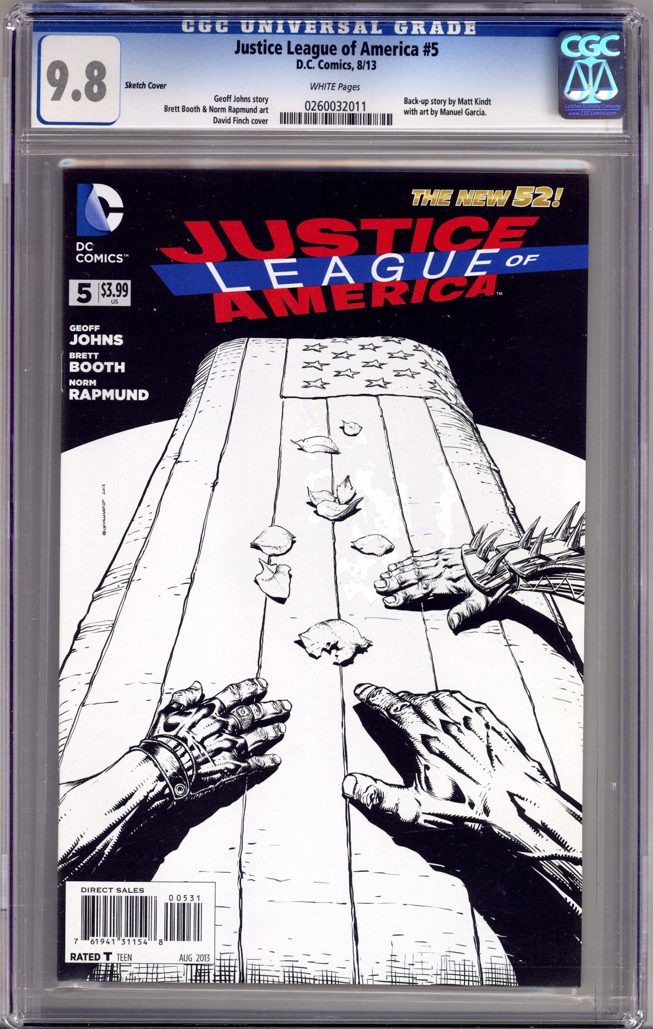 Justice League of America Vol 3 5 CGC 9.8 (NM/M) (2013) Finch Sketch Incentive Variant 