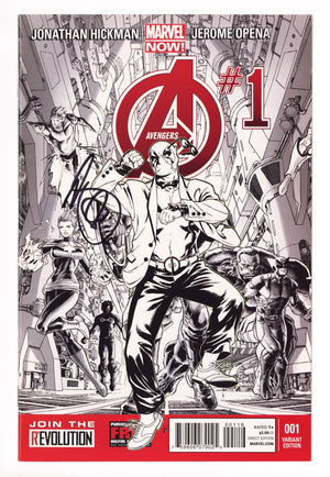 Avengers Vol 5 1 NM- (9.2) (2013) Brooks B&W Variant Signed x1 Cover Mark Brooks