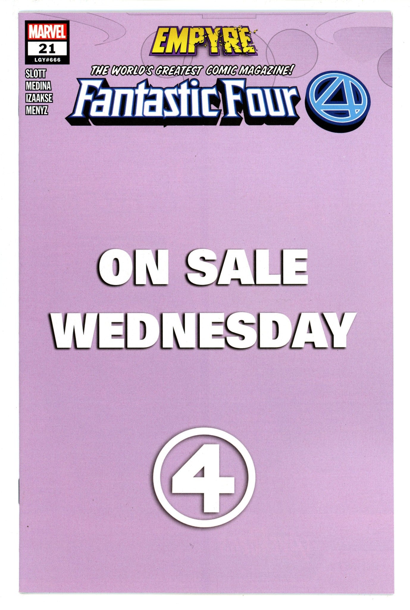 Fantastic Four Vol 6 21 (666) High Grade (2020) Wednesday Variant 