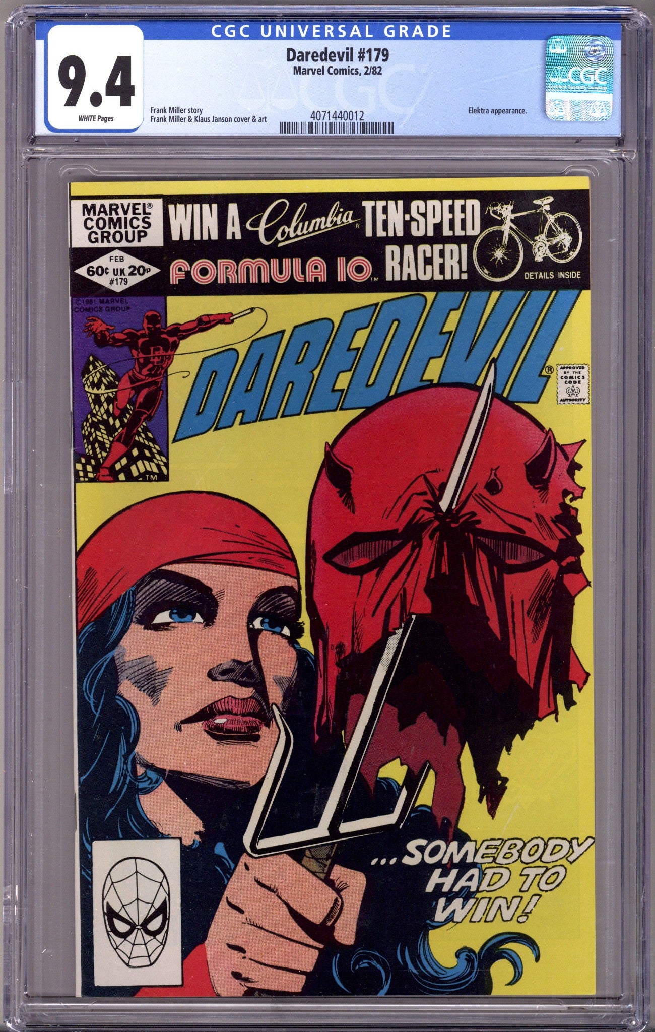 Daredevil Vol 1 179 CGC 9.4 (NM)   (1982)        