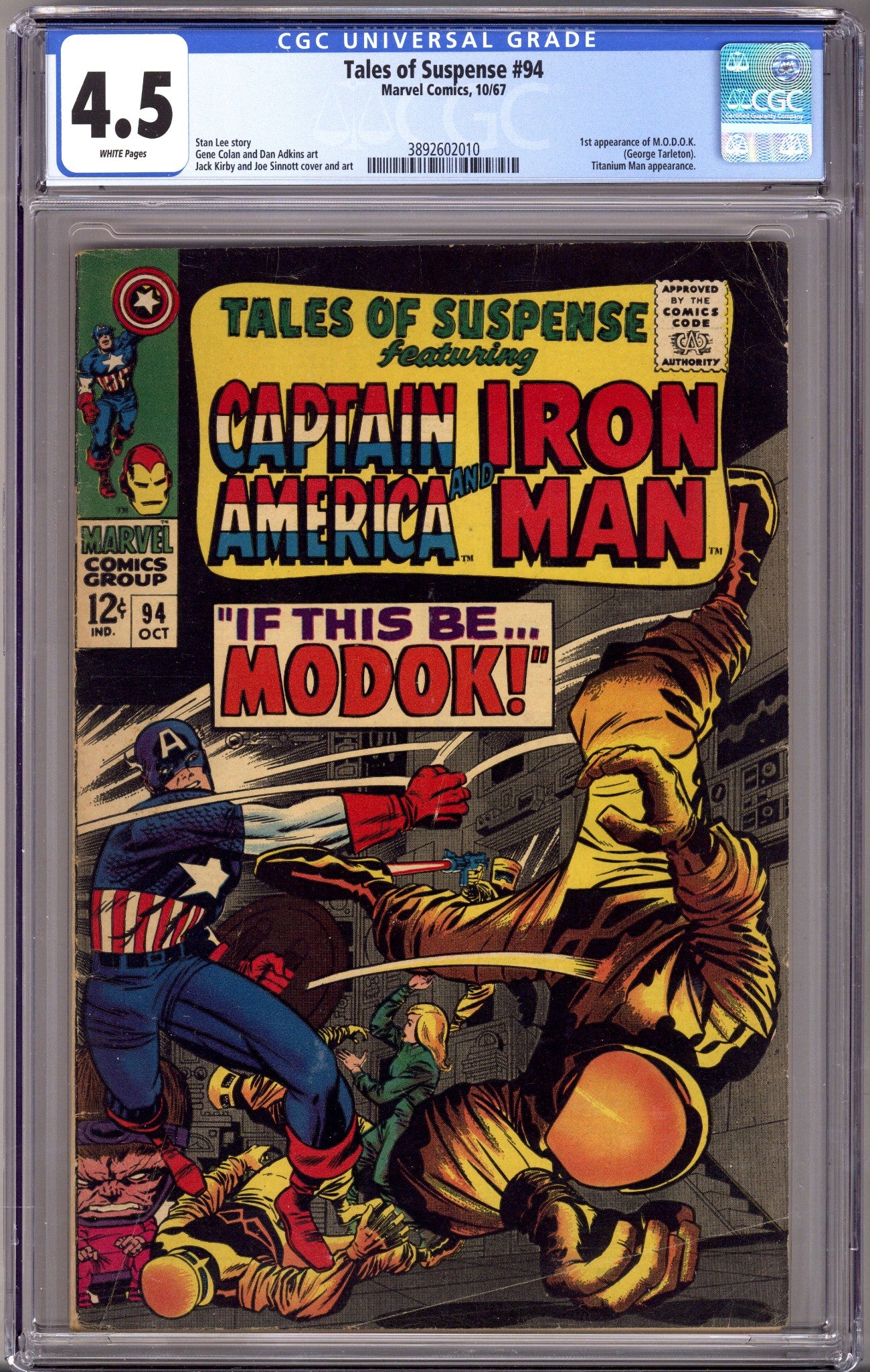 Tales of Suspense Vol 1 94 CGC 4.5 (VG+) (1967) 