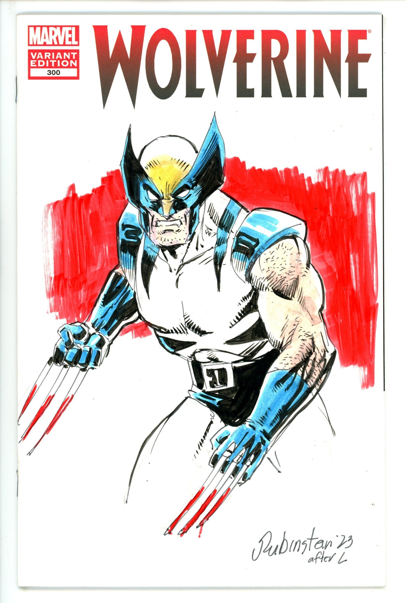 Wolverine Vol 4 300 Blank Variant NM- Signed / Remarked Joe Rubinstein (2012)