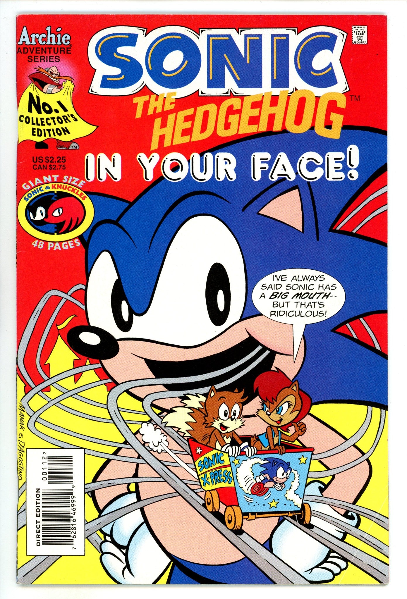 Sonic the Hedgehog: In Your Face! 1 FN+ (6.5) (1995) 2nd Print 