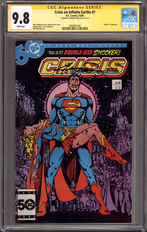 Crisis on Infinite Earths 7 CGC 9.8 (NM/M) (1985) Signed x1 Cover George Perez