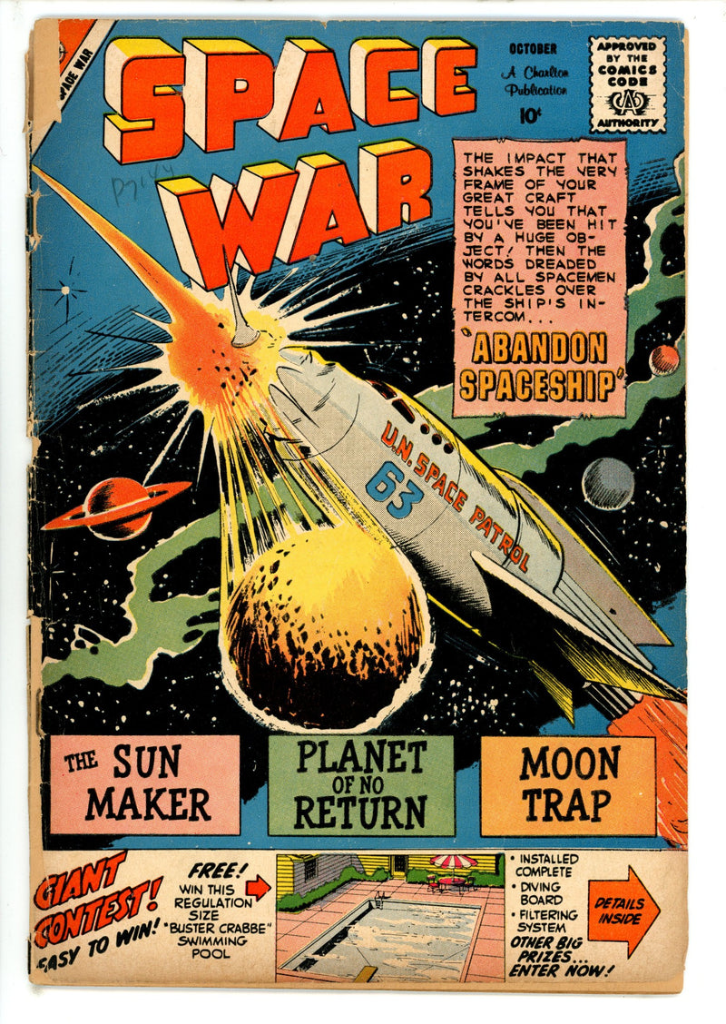 Space War 1 Cover Detached, Spine Mostly Split FR/GD (1959)