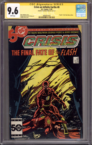 Crisis on Infinite Earths 8 CGC 9.6 (NM+) (1985) Signed x1 Cover George Perez