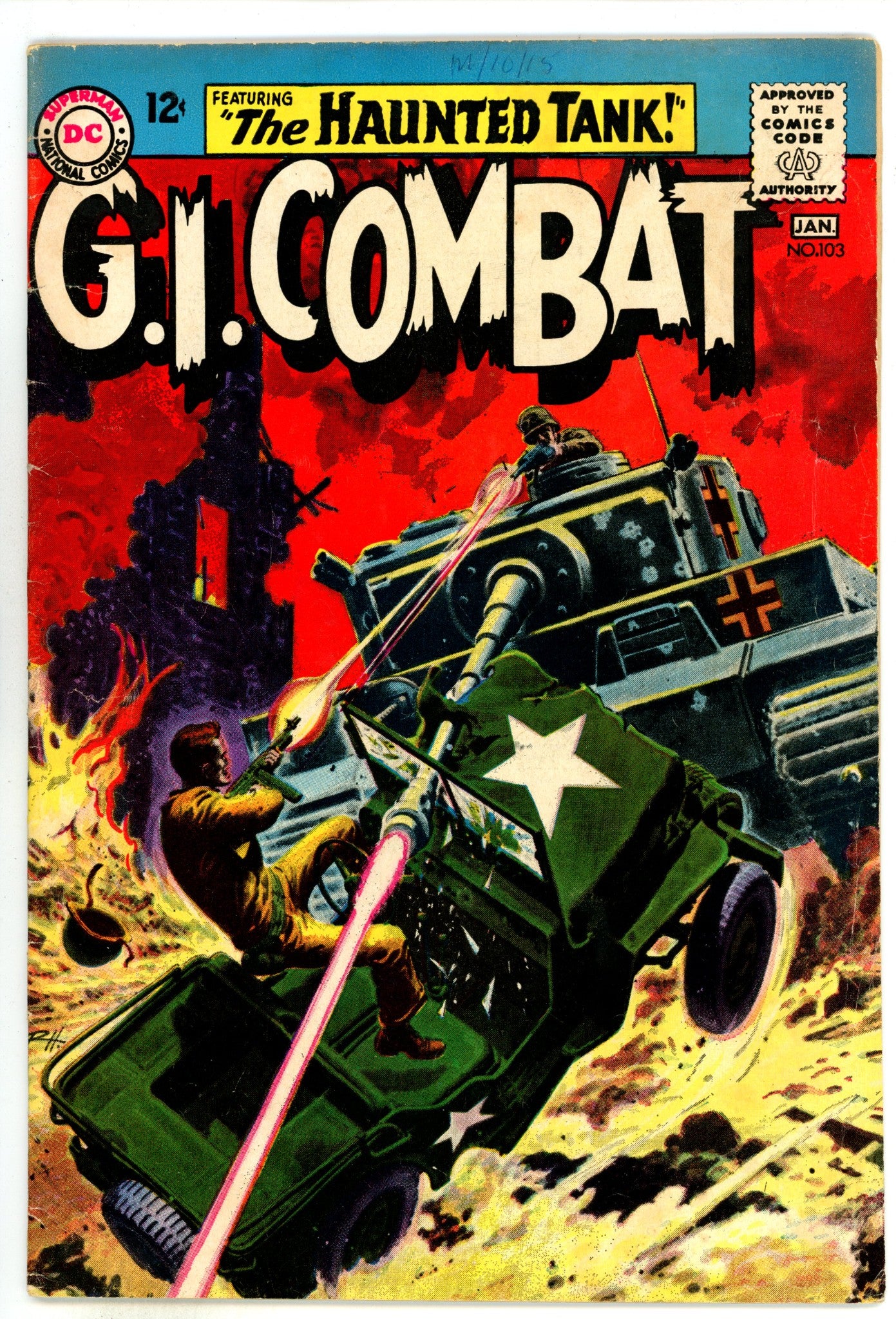 G.I. Combat Vol 1 103 VG+ (4.5) Interior Cover Tape (1963) 