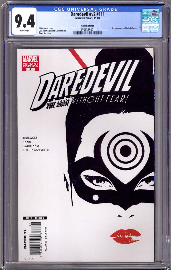 Daredevil Vol 2 111 CGC 9.4 (NM)   (2008) Aja     Variant