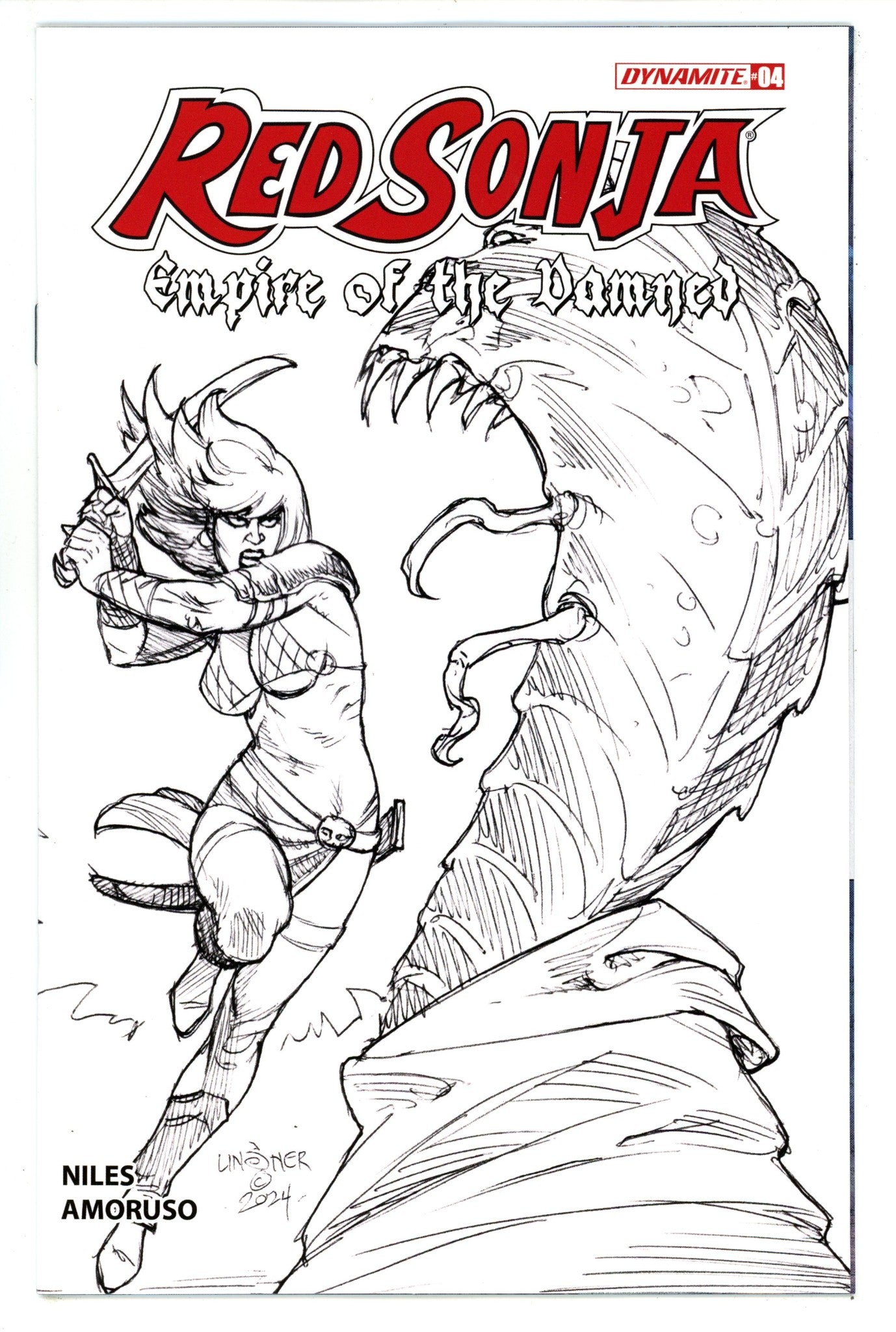 Red Sonja Empire Damned 4 Linsner Line Art Incentive Variant (2024)