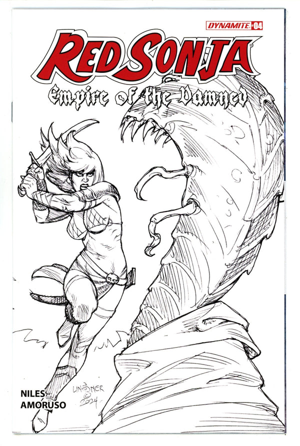 Red Sonja Empire Damned 4 Linsner Line Art Incentive Variant (2024)