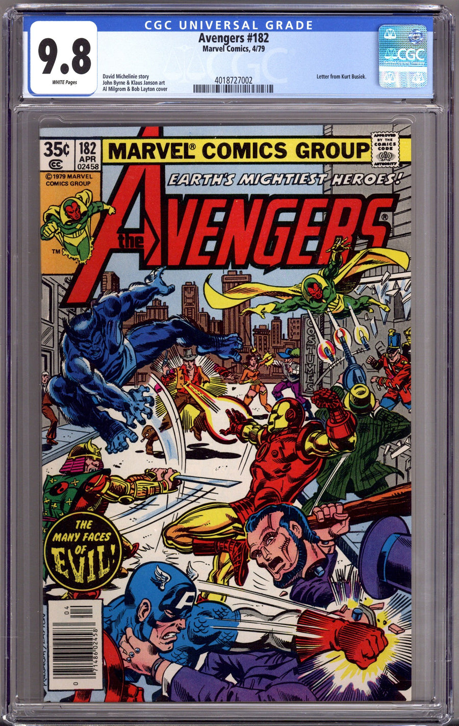 The Avengers Vol 1 182 CGC 9.8 (NM/M) (1979) 