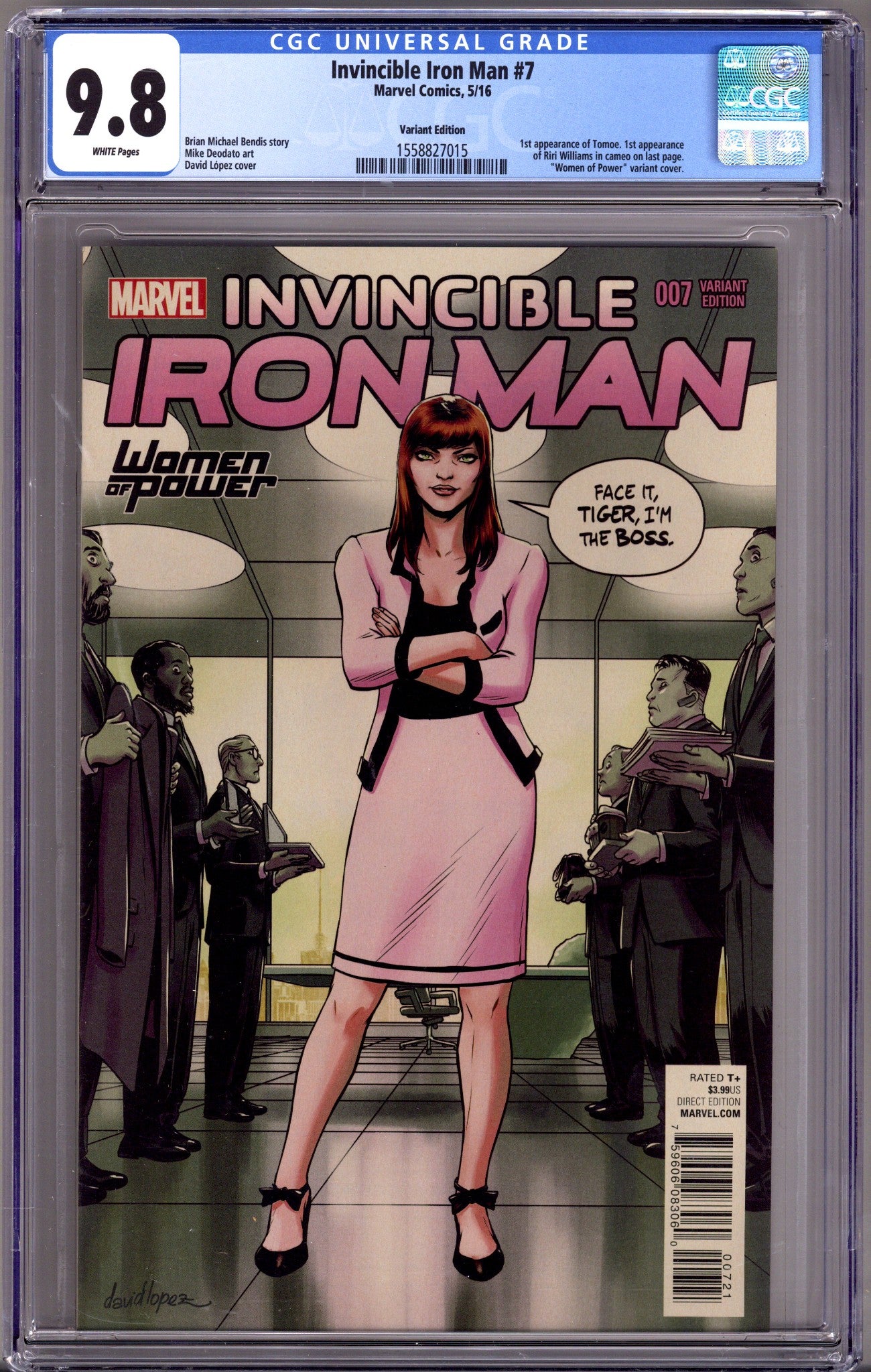 Invincible Iron Man Vol 2 7 CGC 9.8 (NM/M) (2016) Lopez Variant 