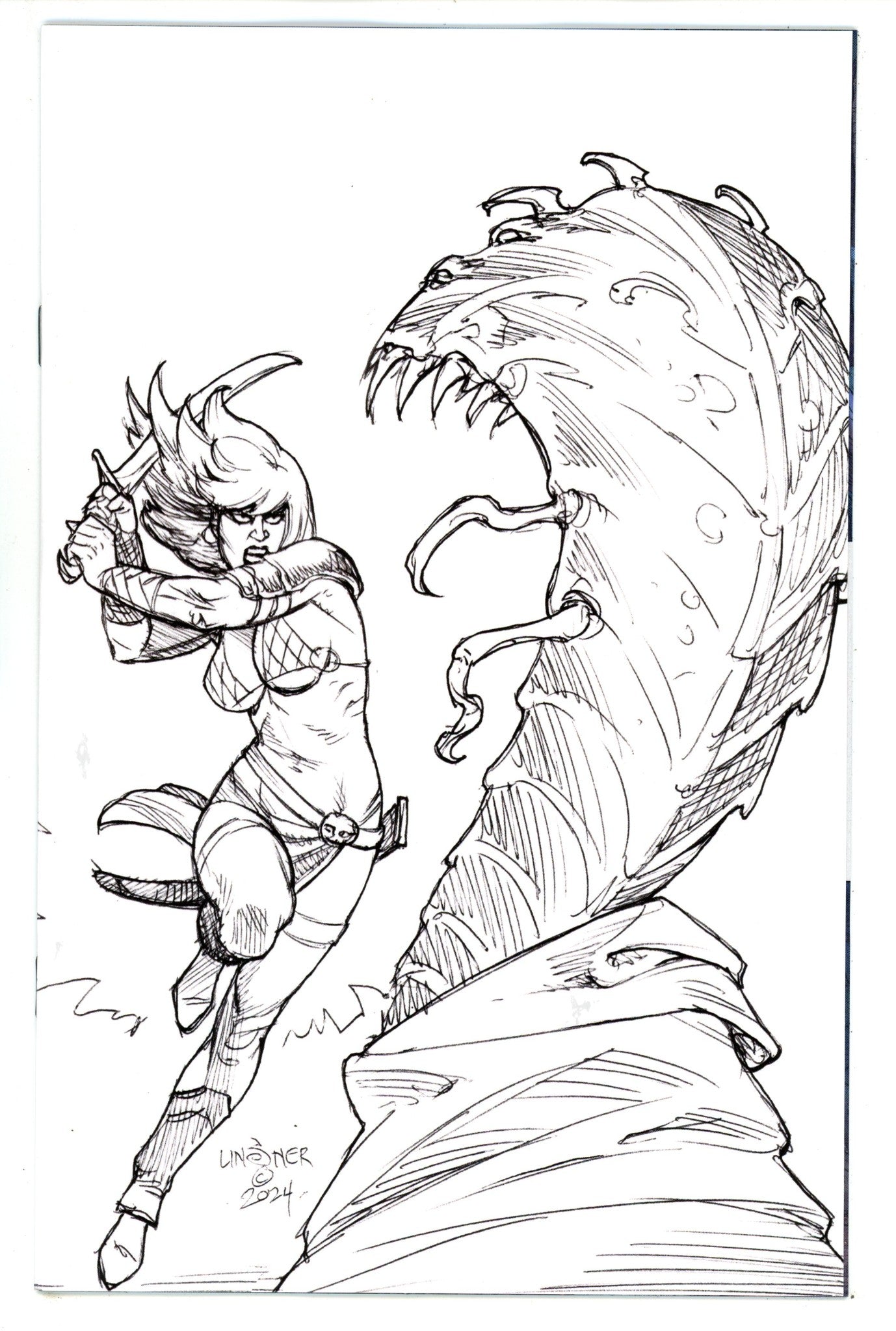 Red Sonja Empire Damned 4 Linsner Line Art Virgin Incentive Variant NM- (2024)
