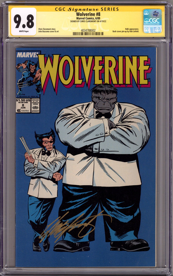 Wolverine Vol 2 8 Newsstand CGC 9.8 Signed Chris Claremont (1989)