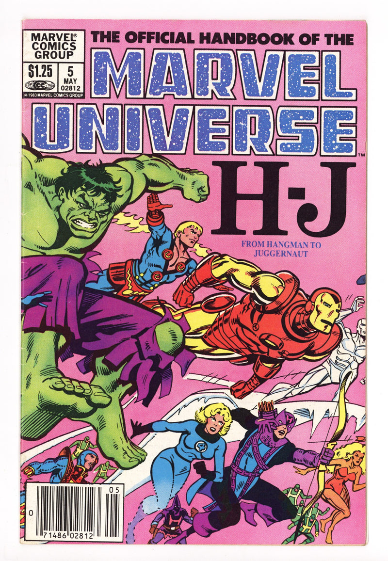 The Official Handbook of the Marvel Universe Vol 1 5 Low Grade (1983) Canadian Price Variant 