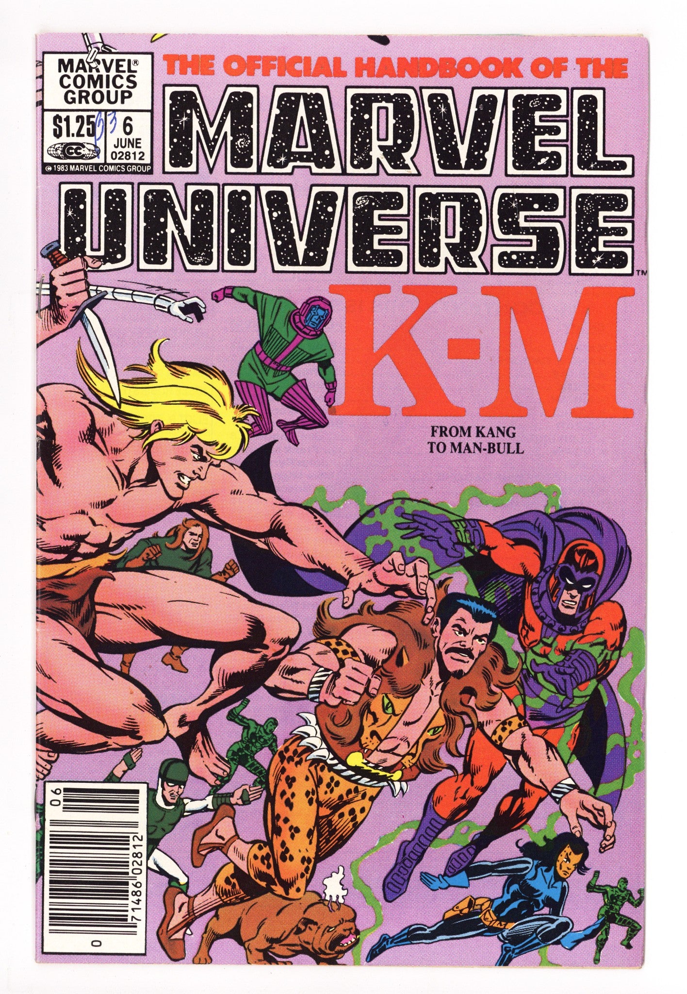 The Official Handbook of the Marvel Universe Vol 1 6 Low Grade (1983) Canadian Price Variant 