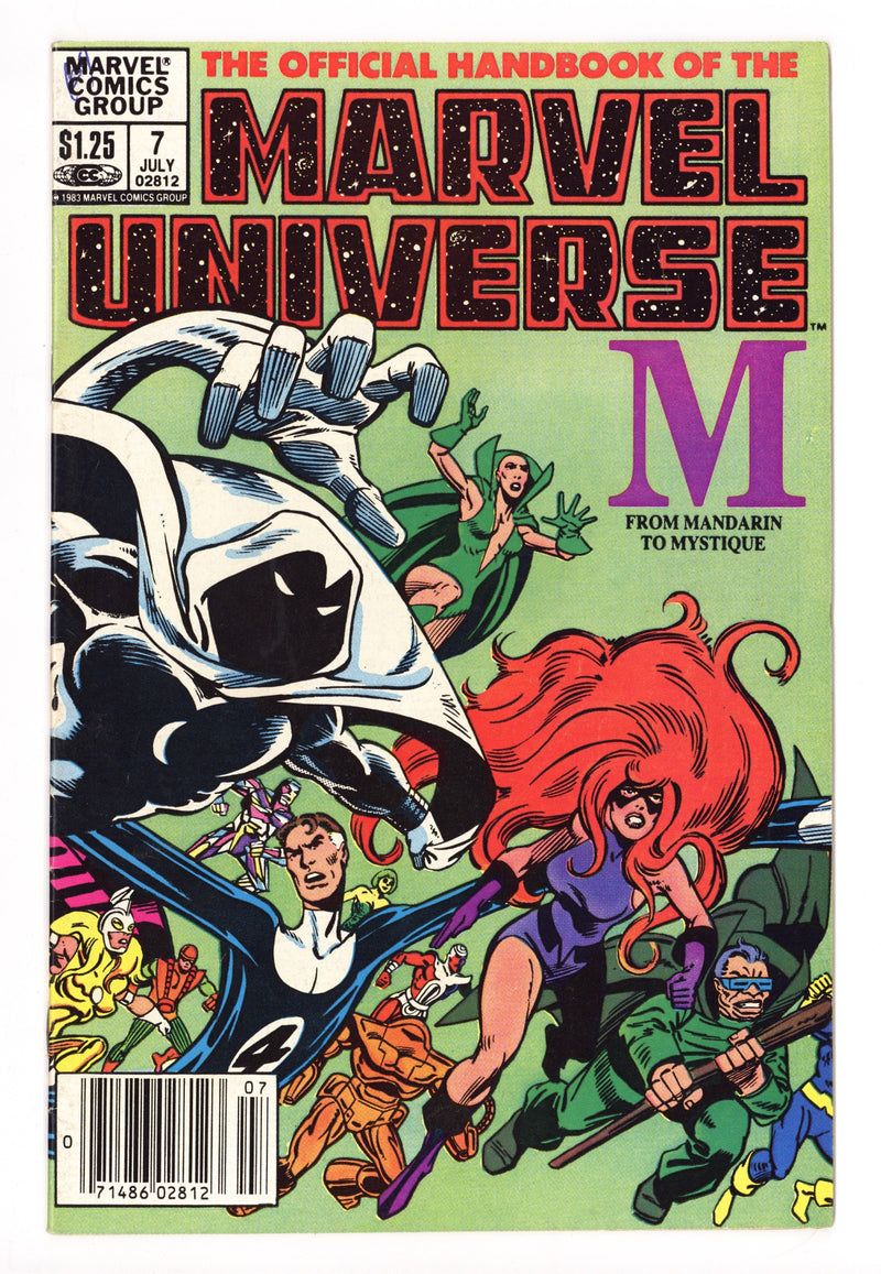 The Official Handbook of the Marvel Universe Vol 1 7 Low Grade (1983) Canadian Price Variant 