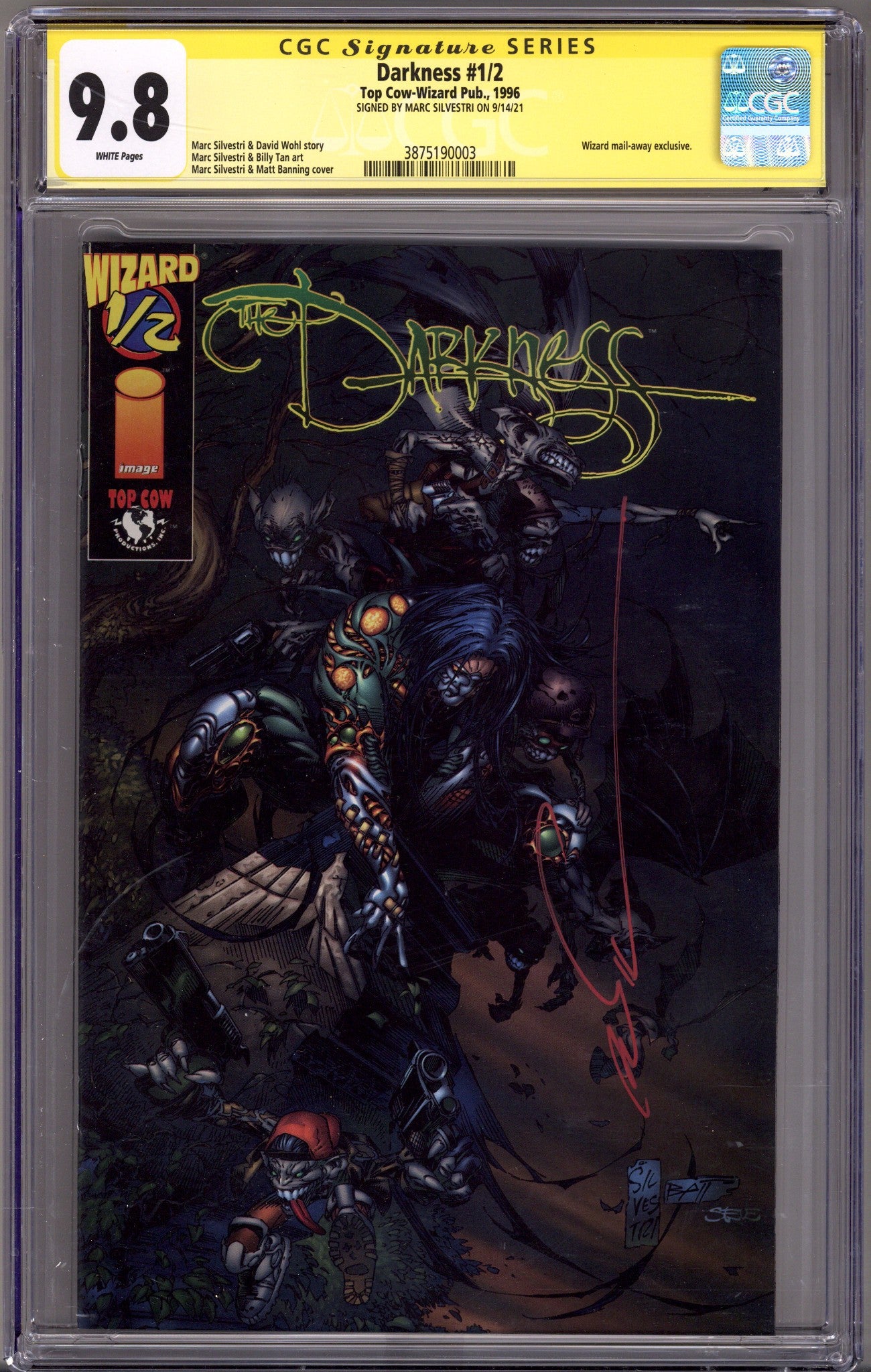 The Darkness   1/2 CGC 9.8 (NM/M)   (1996)        Signed x1 Cover Marc Silvestri 