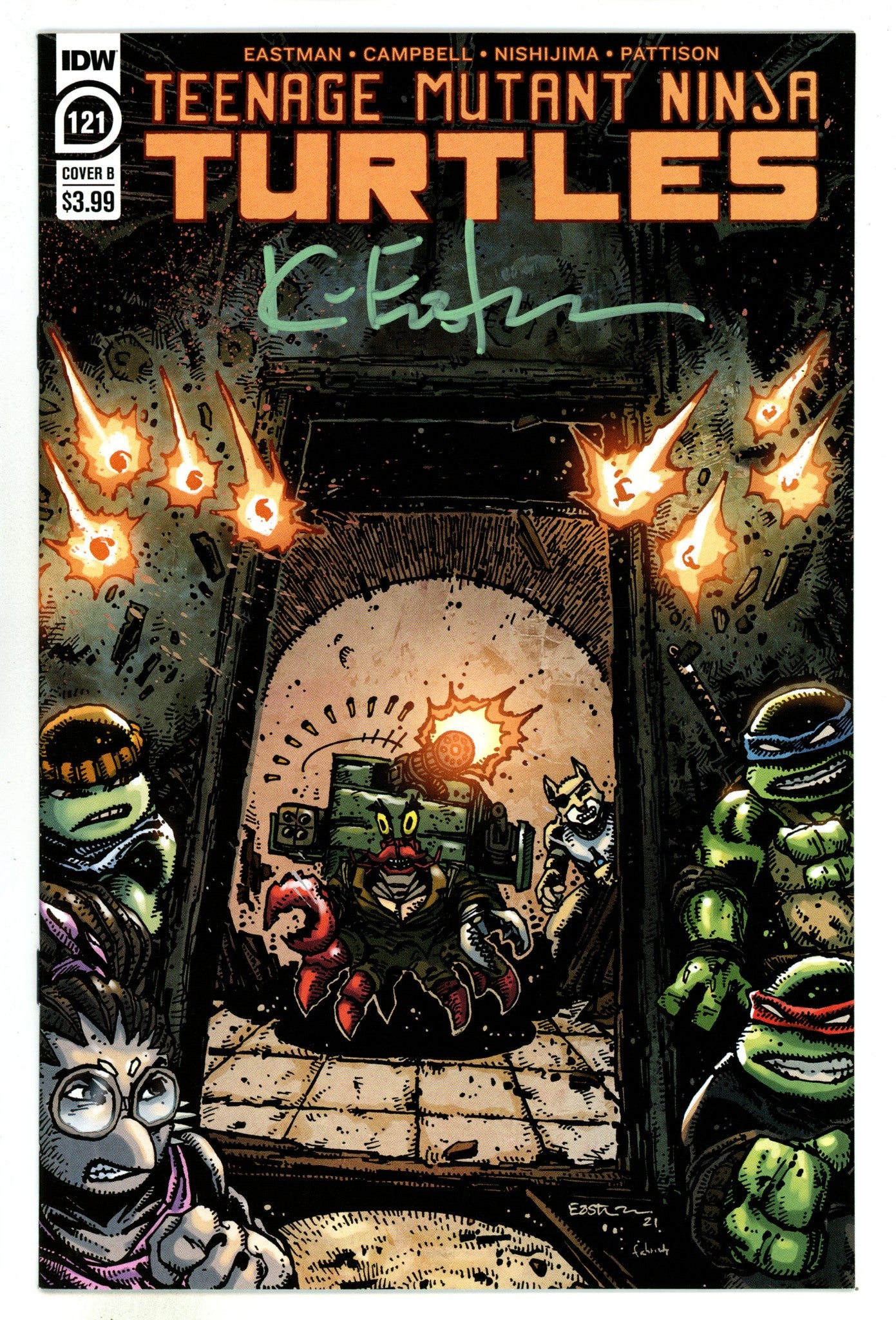 Teenage Mutant Ninja Turtles Vol 5 121  NM- (9.2)   (2021) Eastman     Variant  Signed x1 Cover Kevin Eastman 