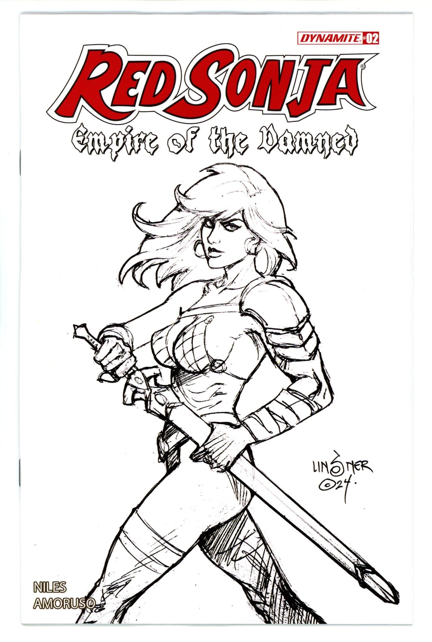 Red Sonja Empire Damned 2 Linsner B&W Virgin Incentive Variant (2024)