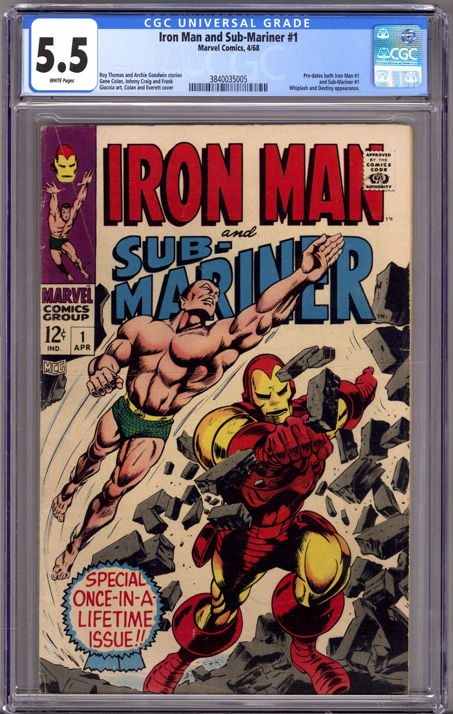Iron Man & Sub-Mariner 1 CGC 5.5 (FN-) (1968) 