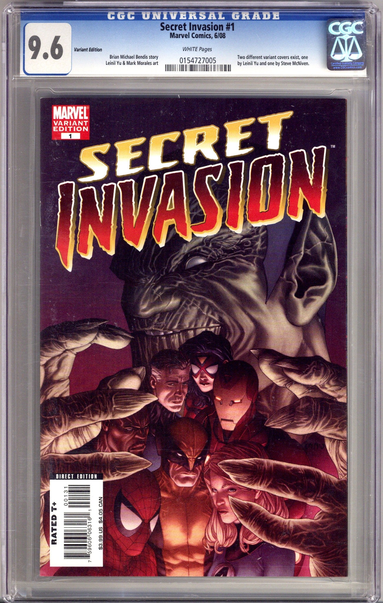 Secret Invasion Vol 1 1 CGC 9.6 (NM+) (2008) McNiven Incentive Variant 