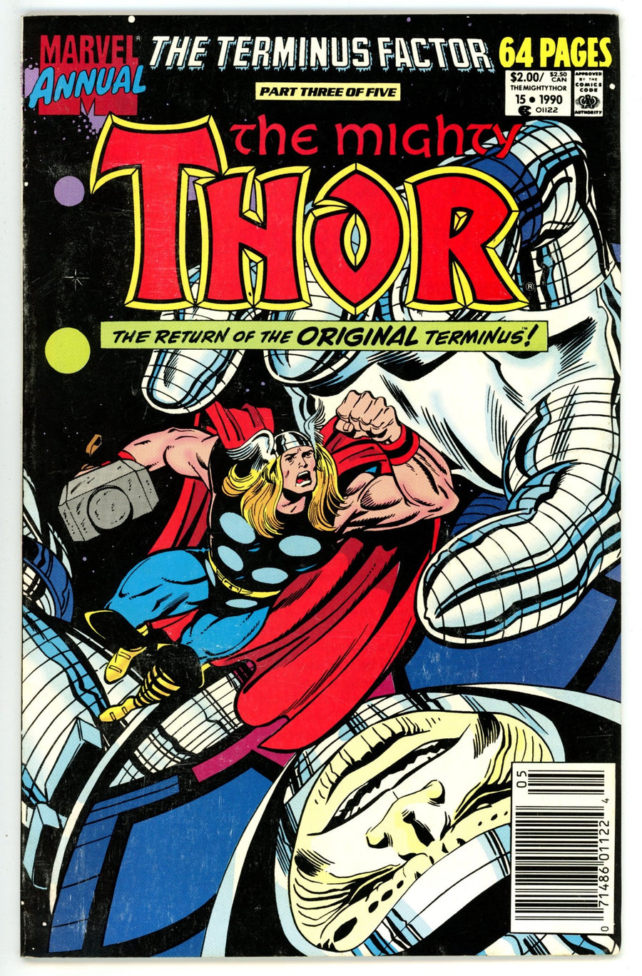 Thor Annual Vol 1 15 Mid Grade (1990) Newsstand 