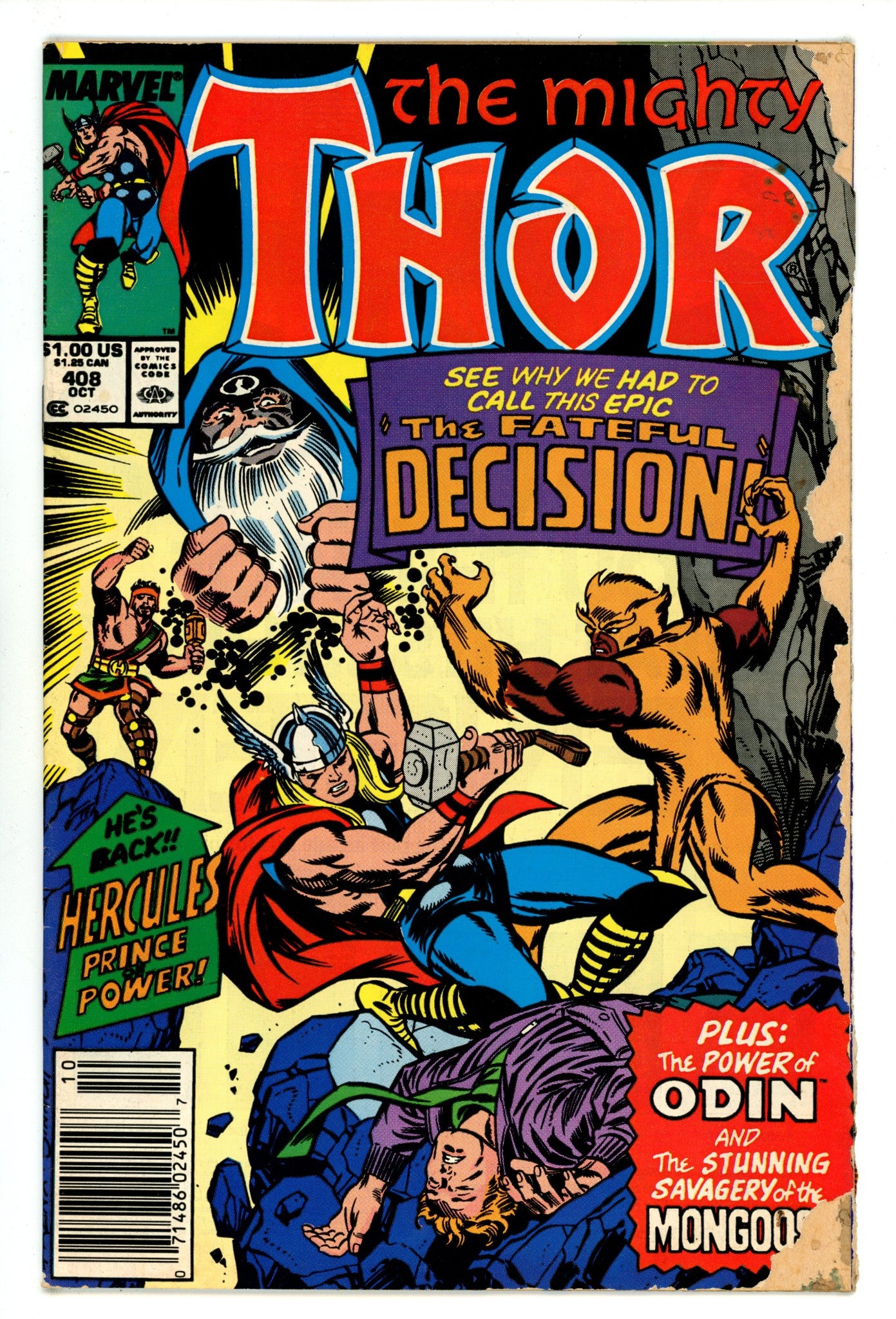 Thor Vol 1 408 GD/VG (3.0) Mark Jewellers (1989) Newsstand 