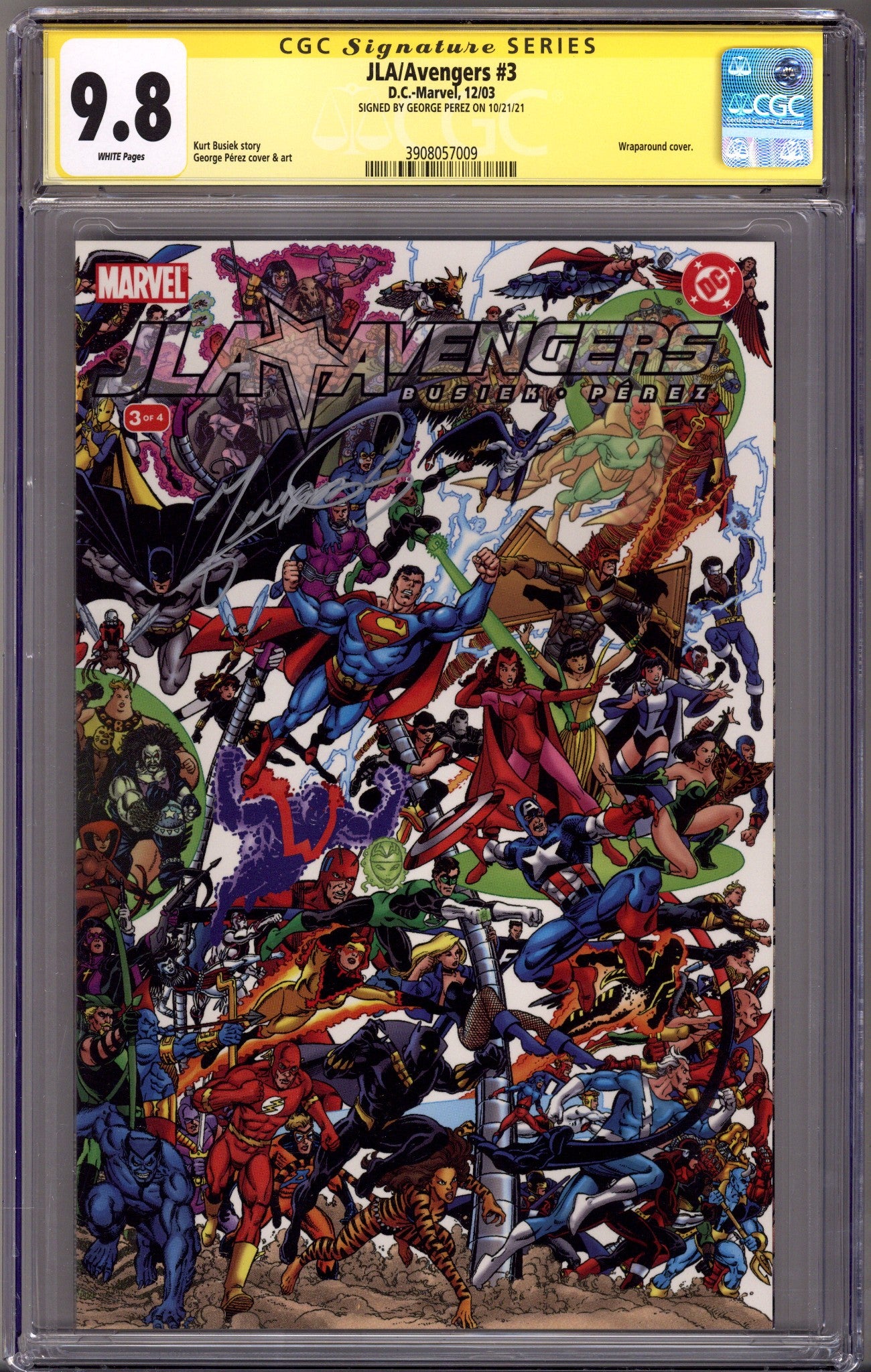JLA / Avengers 3 CGC 9.8 (NM/M) (2003) Signed x1 Cover George Perez 