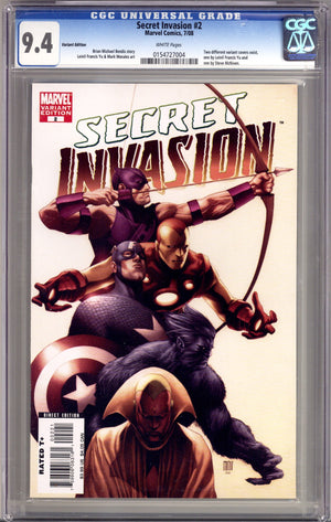 Secret Invasion Vol 1 2 CGC 9.4 (NM) (2008) McNiven Incentive Variant