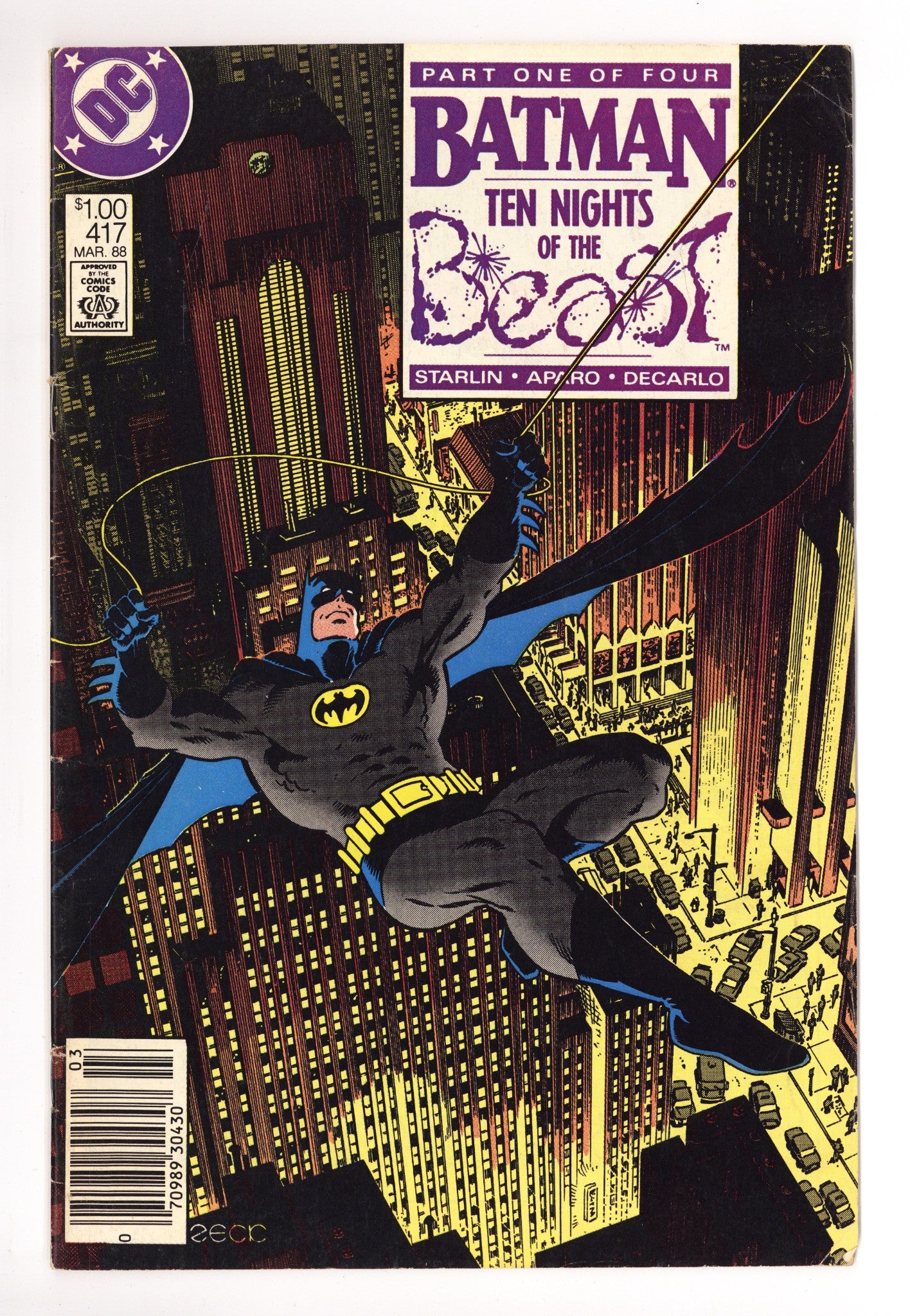 Batman Vol 1 417 Low Grade (1988) Canadian Price Variant 
